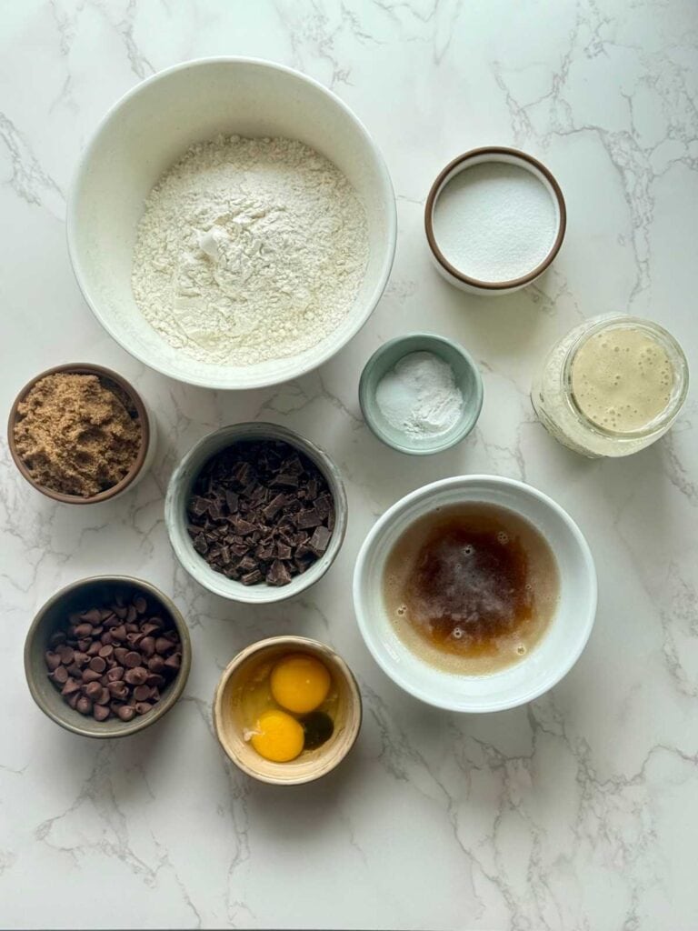 Sourdough brown butter chocolate chip cookies ingredients 