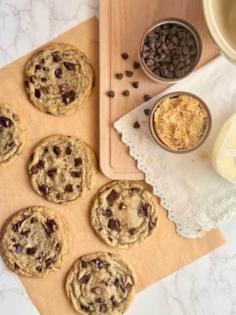 brown butter sourdough chocolate chip cookies with  ingredients-OH
