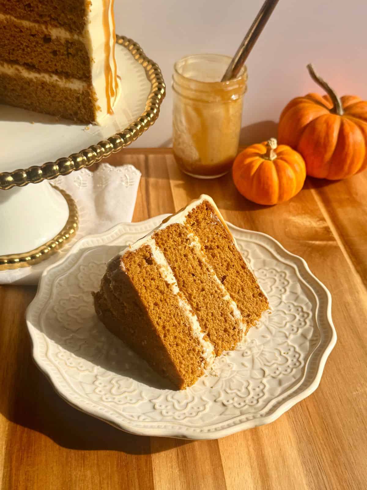 Brown Butter Pumpkin Cake with Butterscotch Cream Cheese Frosting-Feature Photo