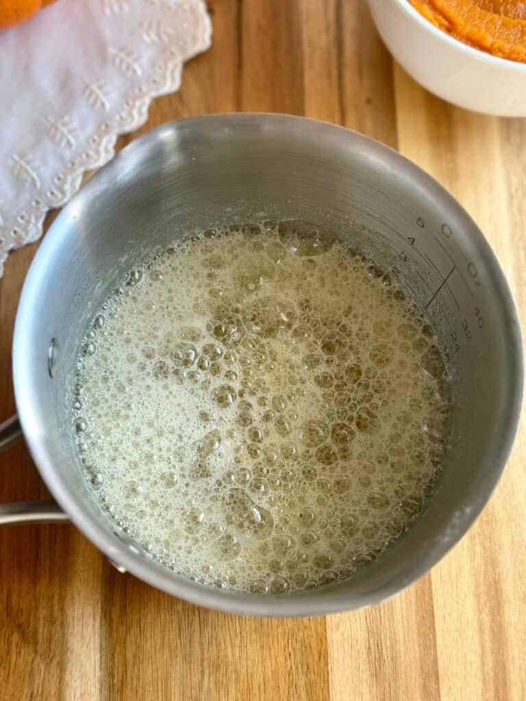 brown butter pumpkin cake-brown butter step 3-butter foamy stage before browning