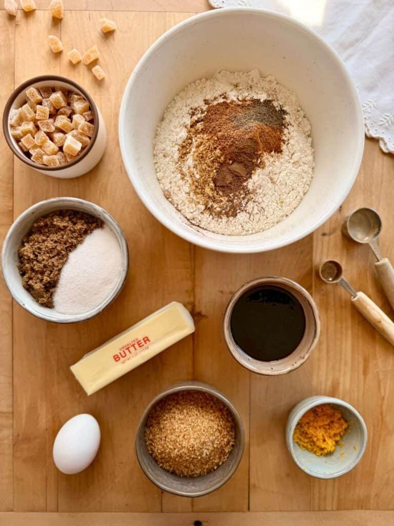 ginger molasses cookies - ingredients overhead shot 