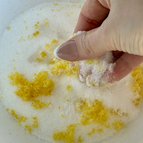 lemon zest rubbed into granulated sugar