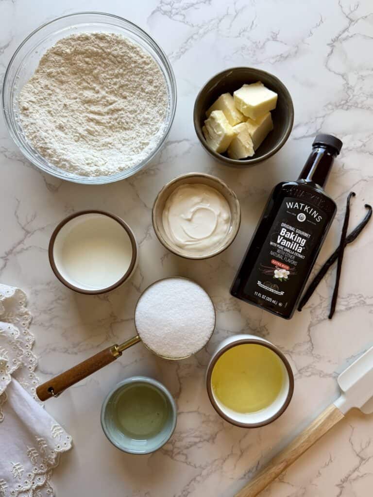ingredients for the vanilla cupcakes