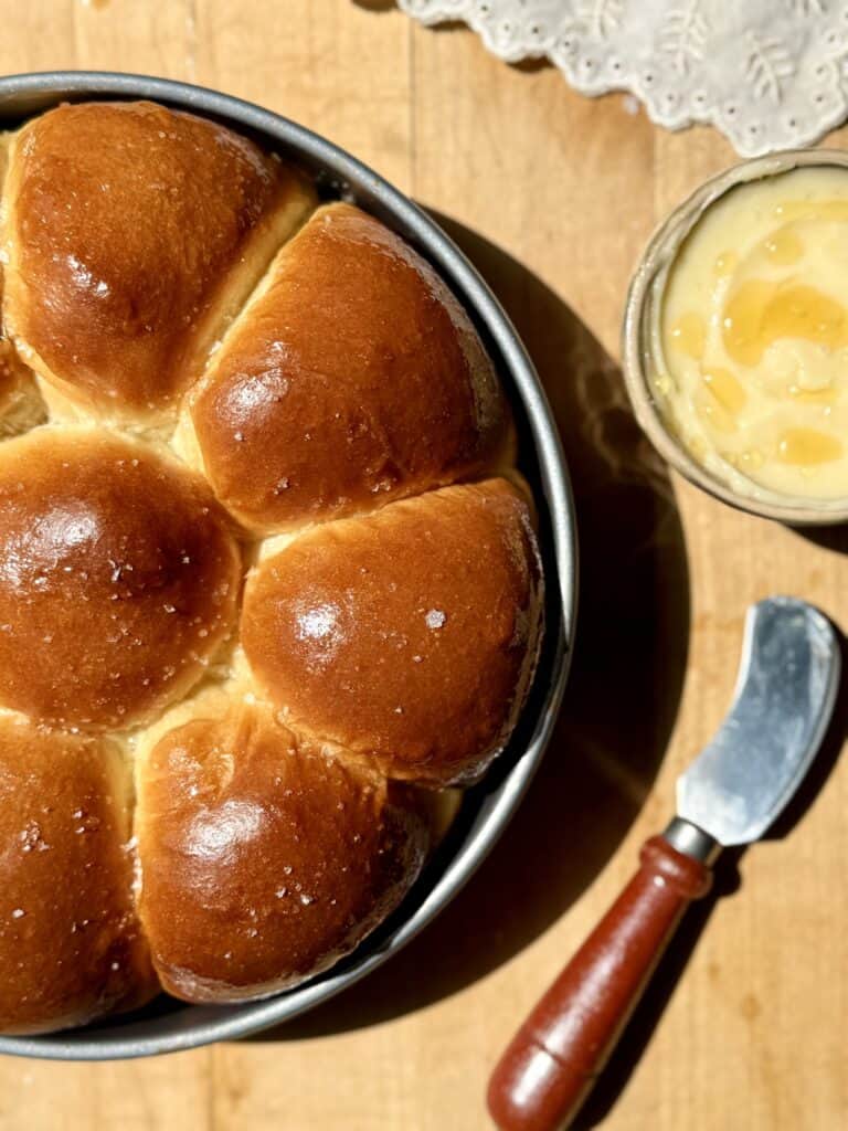 Soft & Fluffy Dinner Rolls with Salted Honey Butter